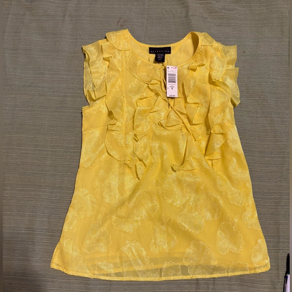 attention Yellow Ruffle Front Sleeveless Camisole